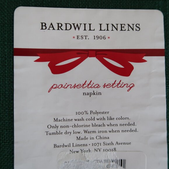Bardwil Poinsettia Setting Embroidered Napkin Set of 2 New - Picture 4 of 5